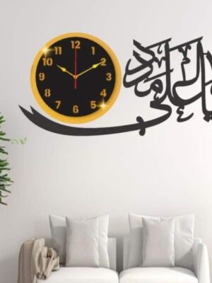 Ya Ali Madad wall clock with light I Wall clcoks for bedroom I Quartz Watch DIY Design black color