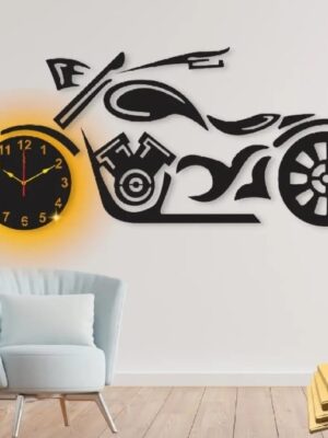 3D bike style Wooden Wall Clock